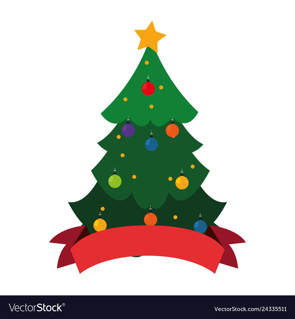 Christmas tree ribbon Royalty Free Vector Image