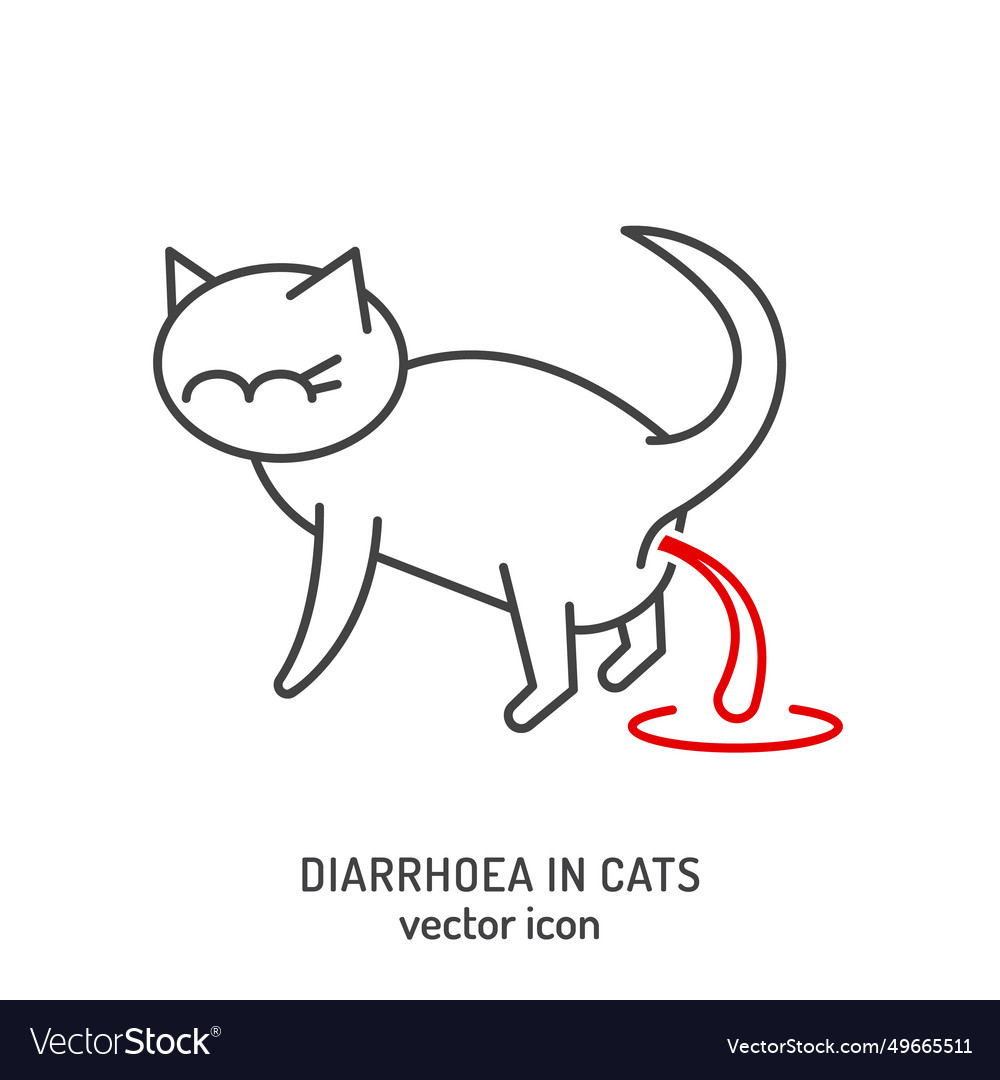 Diarrhea in cats linear icon pictogram symbol Vector Image