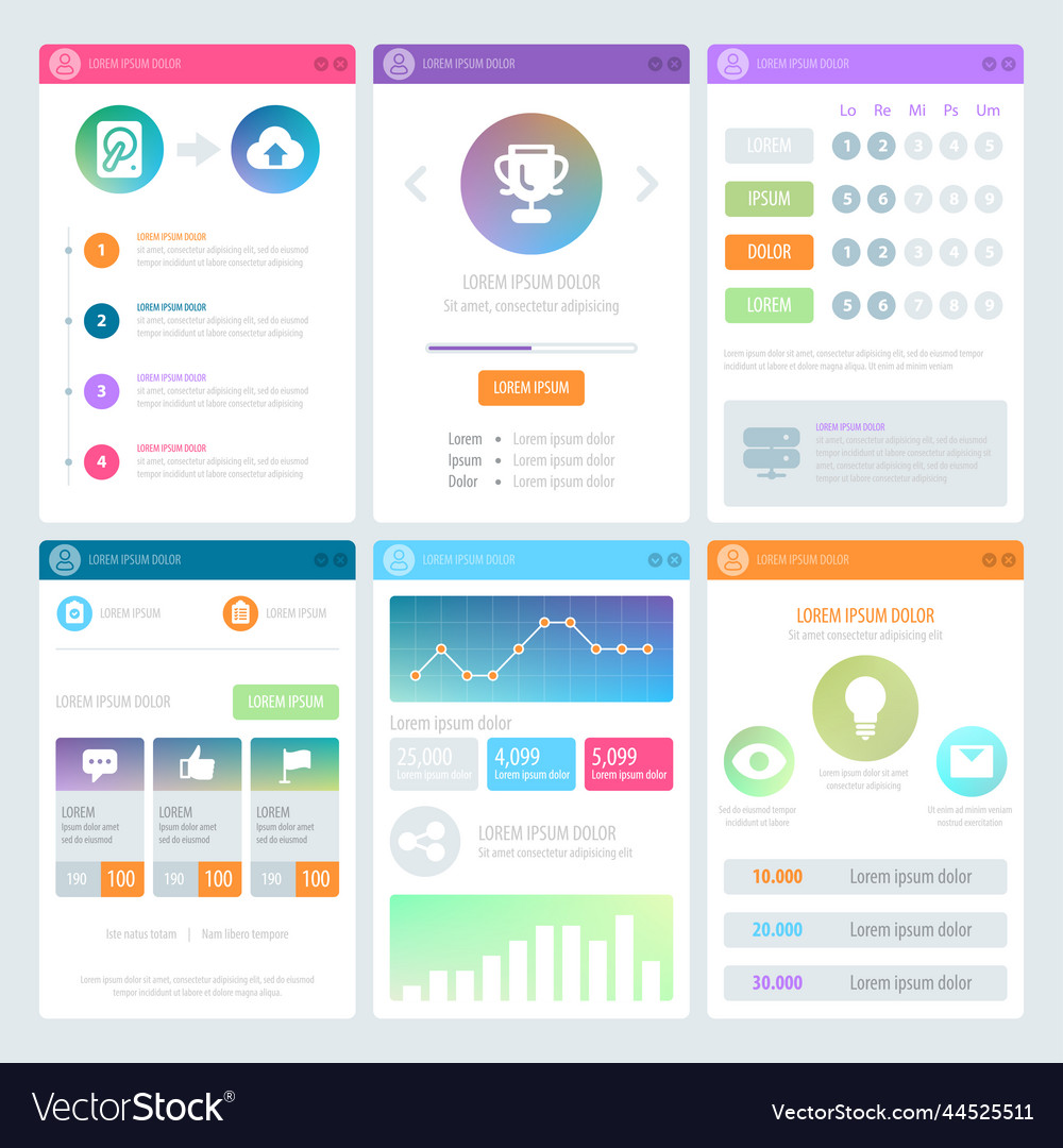 Flat mobile ui design vector image Flat mobile ui design