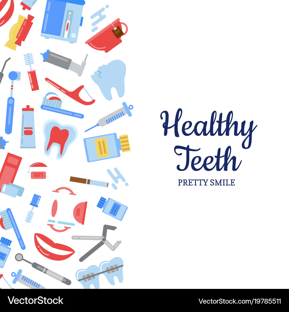 Flat style teeth hygiene background Royalty Free Vector