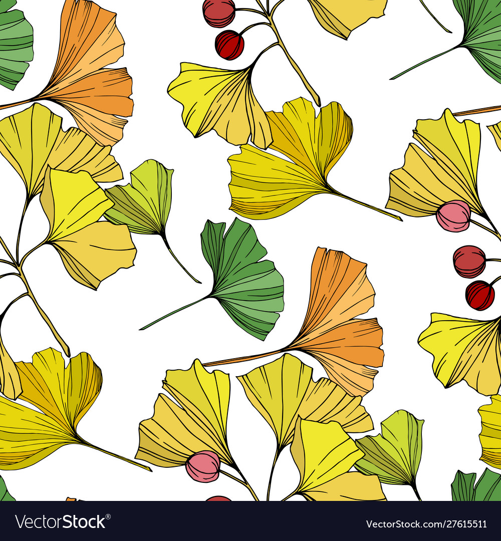Ginkgo leaf seamless background pattern