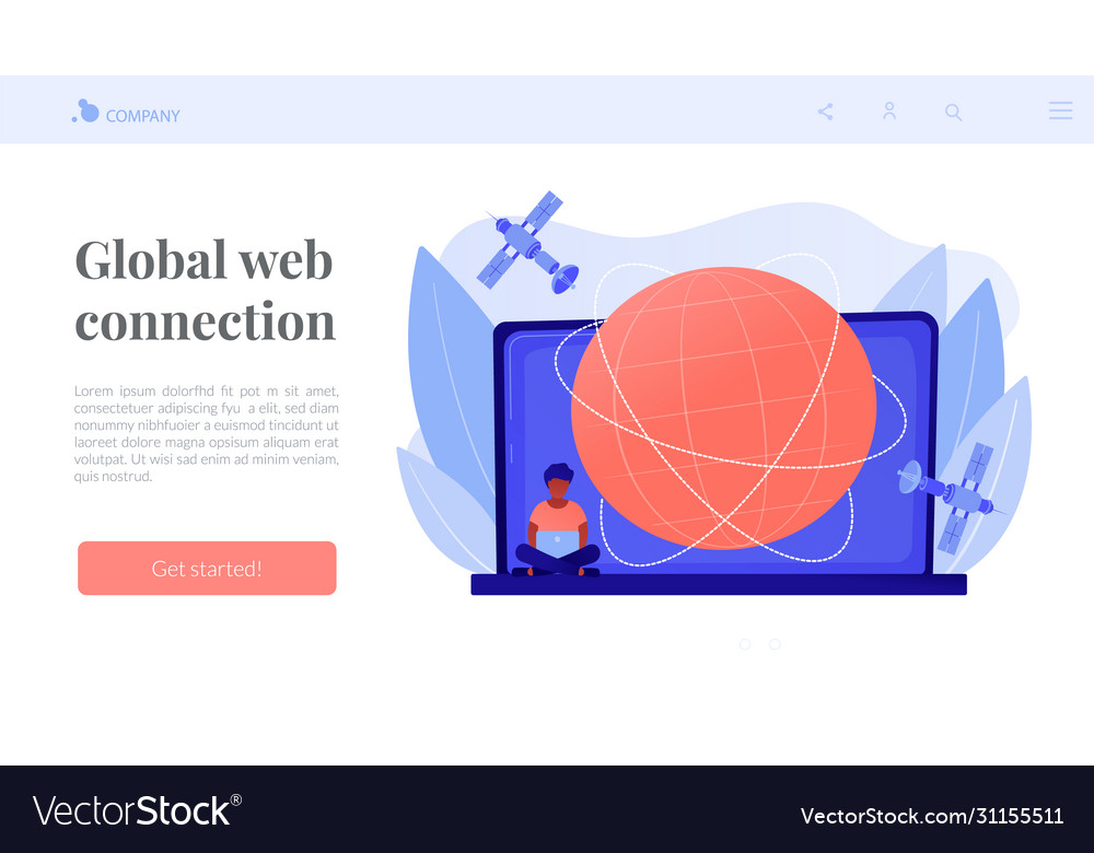 Global web connection concept landing page vector image Global web connection concept landing page