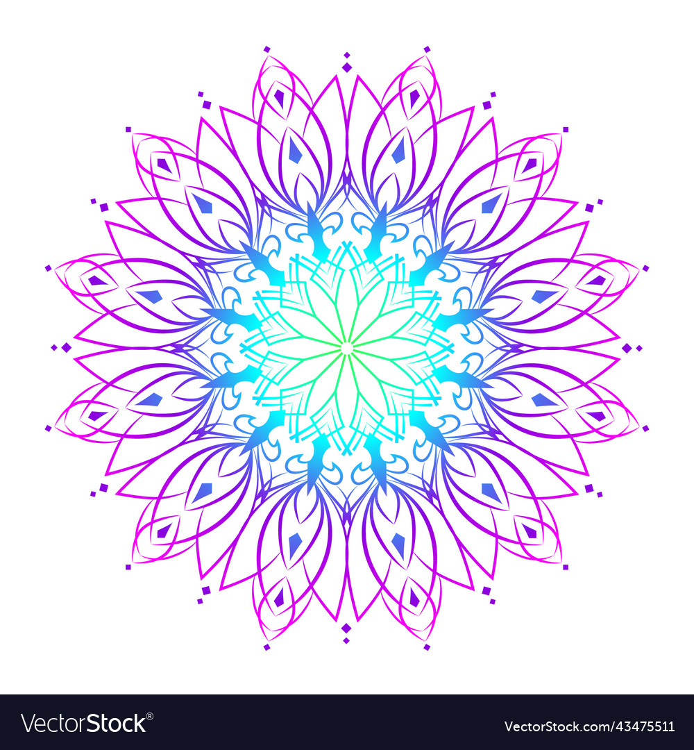 Gradient color mandala pattern vector image Gradient color mandala pattern
