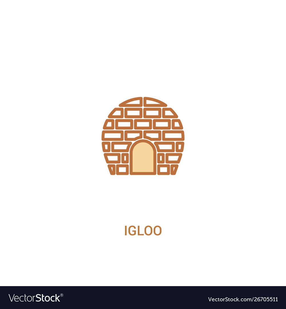 Igloo concept 2 colored icon simple line element vector image Igloo concept 2 colored icon simple line element