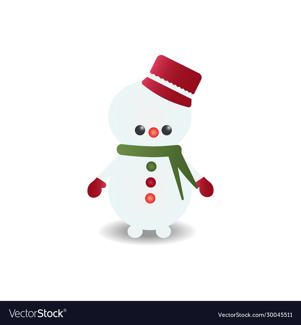 Image snowman with hat scarf and mittens Vector Image