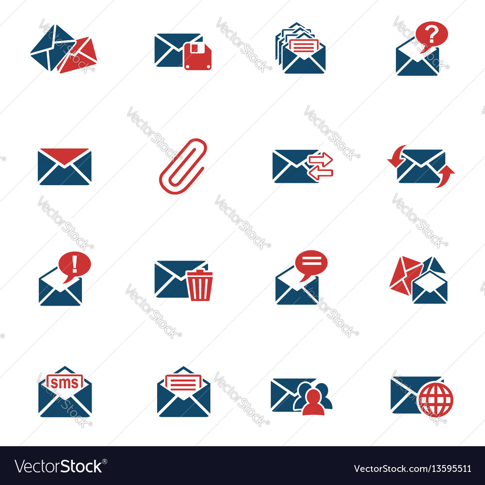 Mail and envelope icon set vector image Mail and envelope icon set