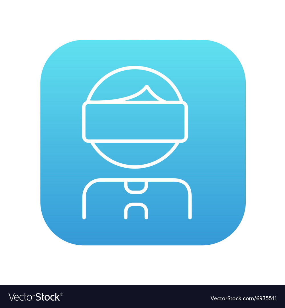 Man wearing virtual reality headset line icon