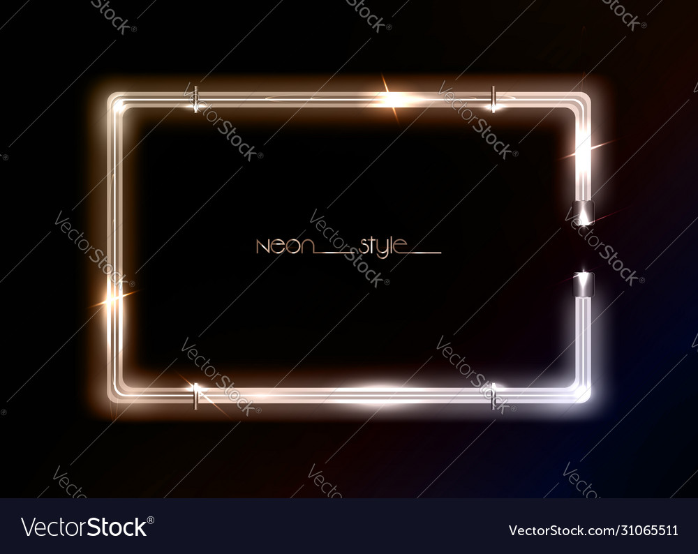 Neon frame background gold luxury golden Vector Image