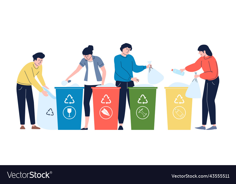Person sorting garbage for recycle management
