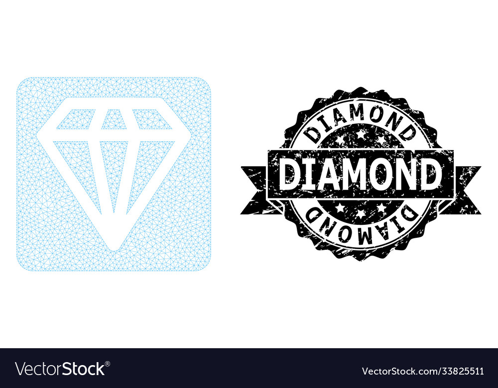 Rubber diamond ribbon stamp and mesh wireframe