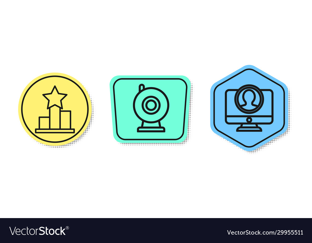 Set line star web camera and create account vector image Set line star web camera and create account