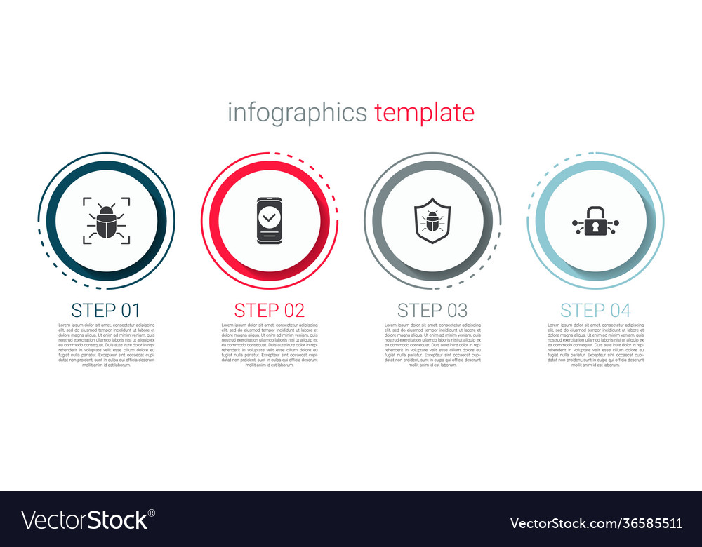 Set system bug smartphone and cyber security vector image Set system bug smartphone and cyber security