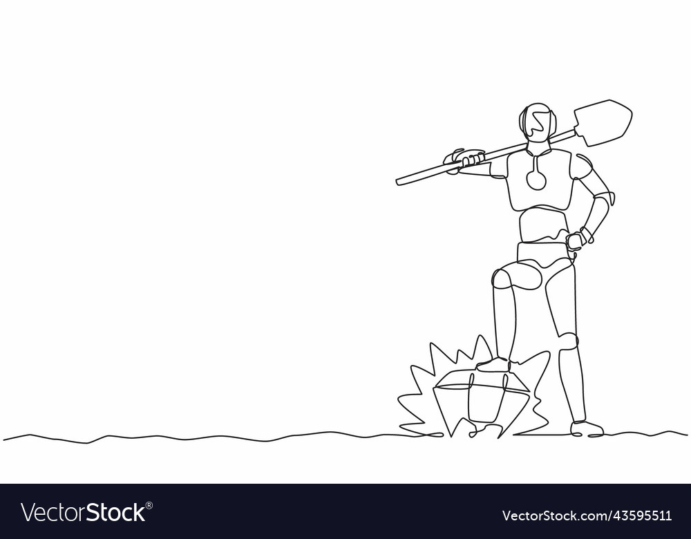 Single continuous line drawing robot digging