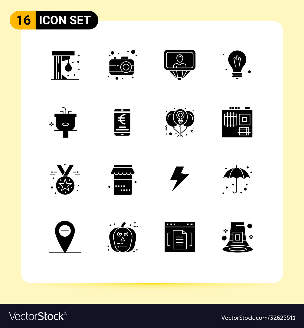 Solid glyph pack 16 universal symbols