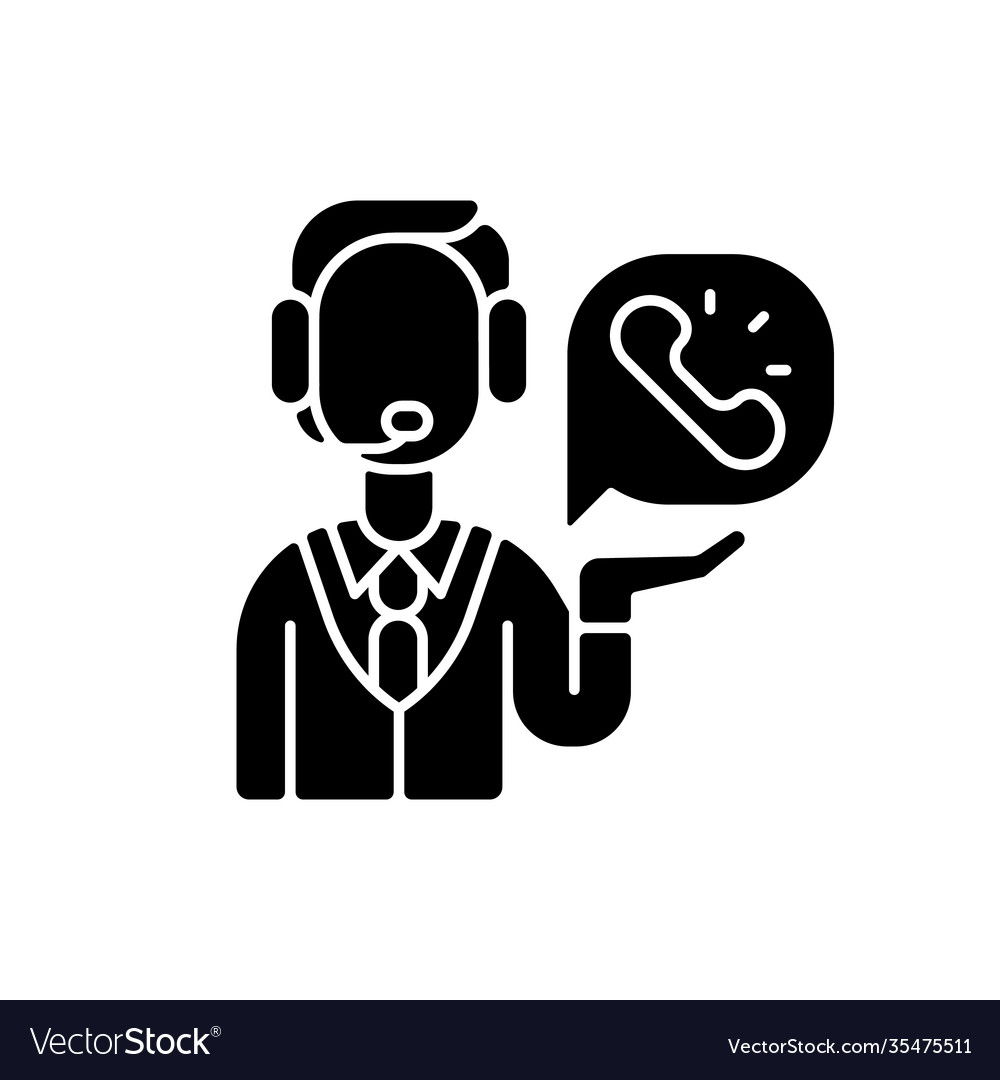 Telemarketing black glyph icon