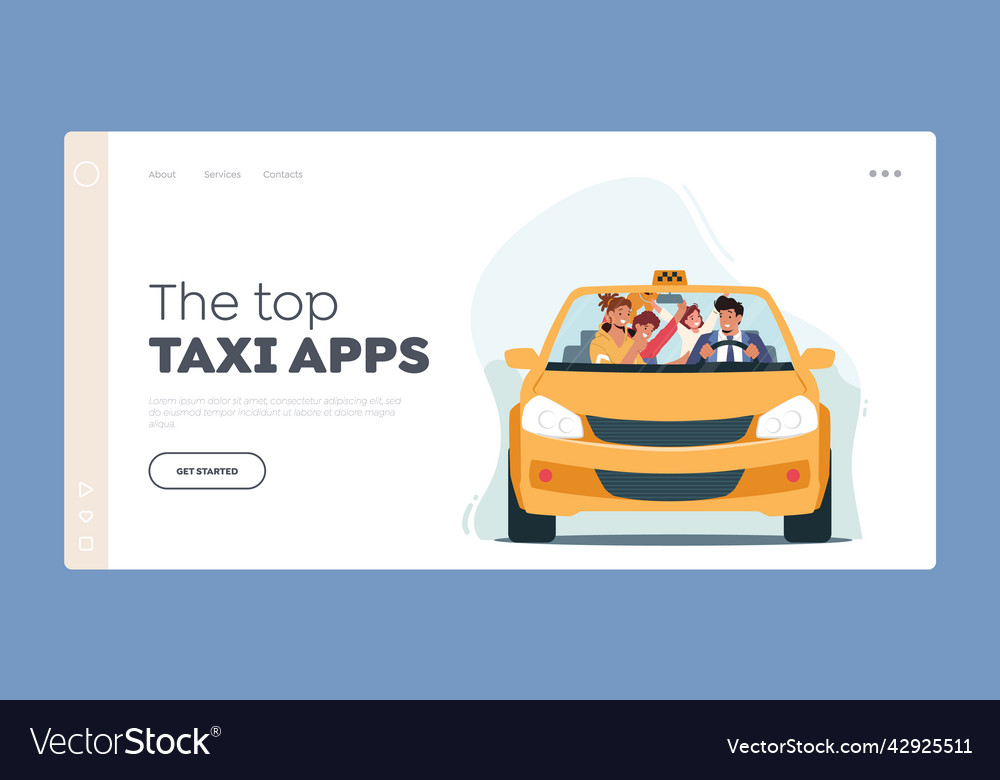 Top Taxi Apps Landing Seite Vorlage Familie