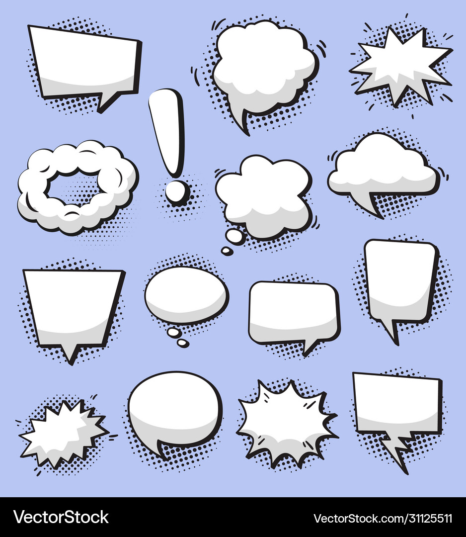White bubble speech set Royalty Free Vector Image