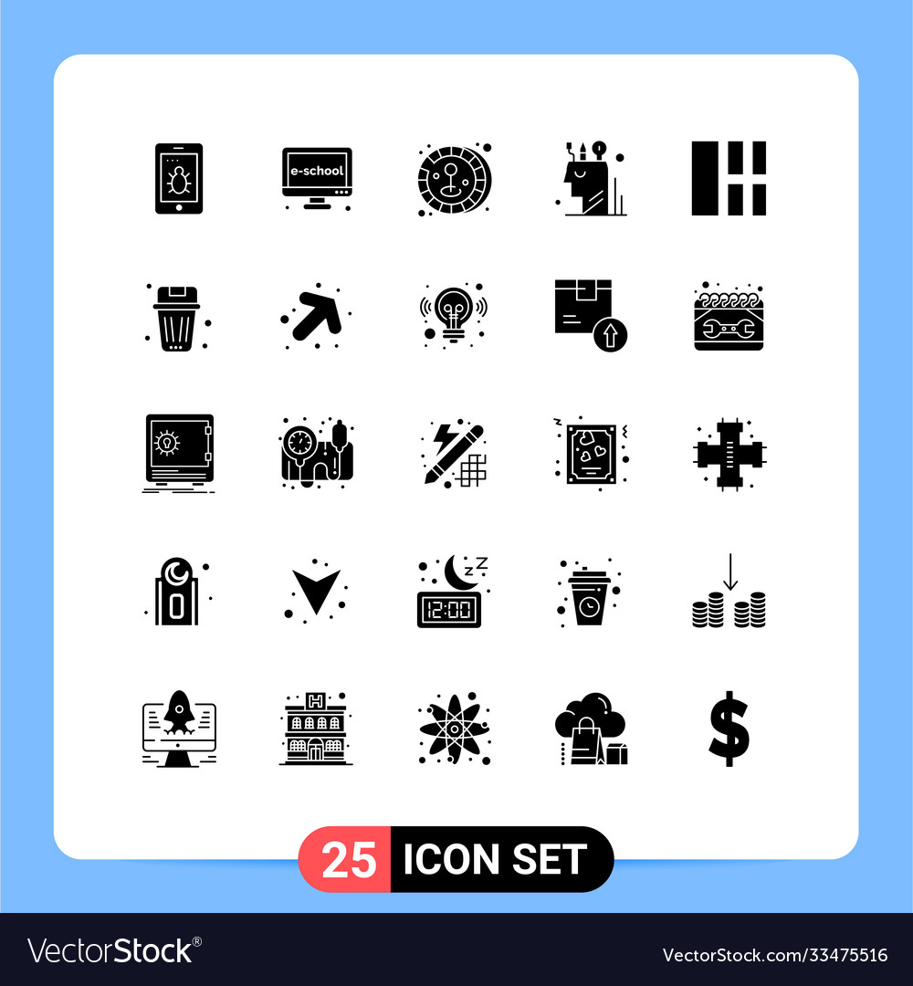 25 thematische solide Glyphen und editierbare Symbole