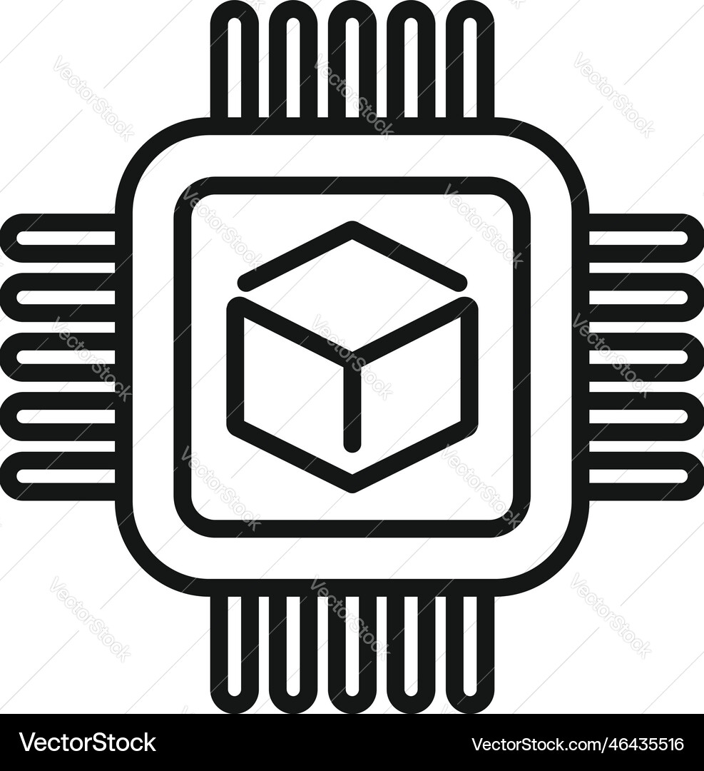 Blockchain processor icon outline block Royalty Free Vector