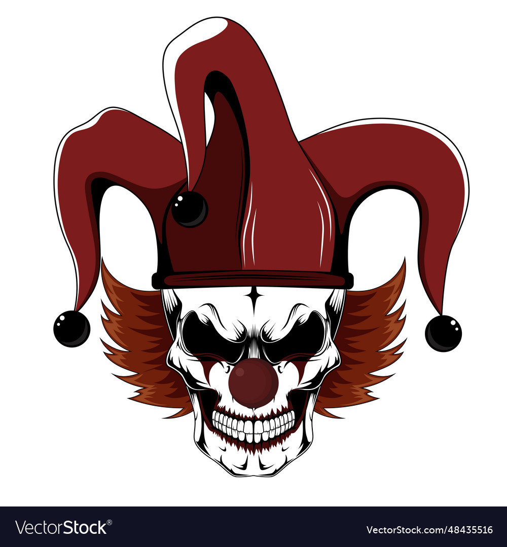 Clown skull in jester hat Royalty Free Vector Image