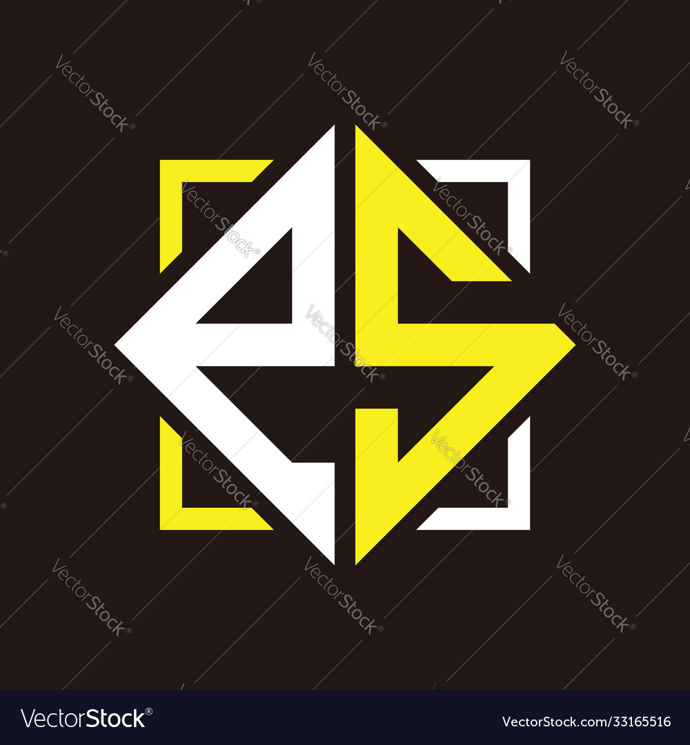 E s initials quadrangle monogram with square