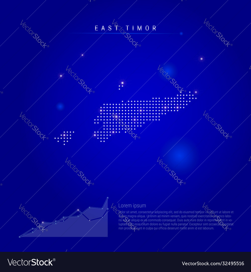 East timor illuminated map with glowing dots dark