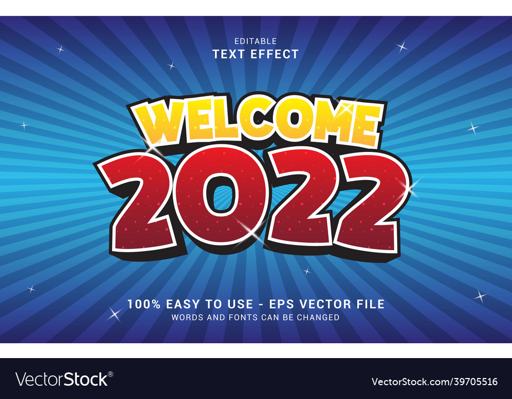 Editable text effect new year welcome 2022 style