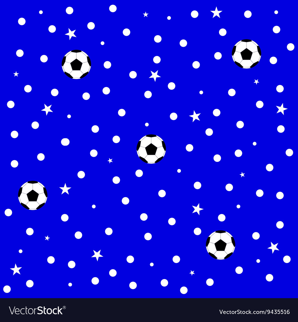 Football ball star polka dot blue background