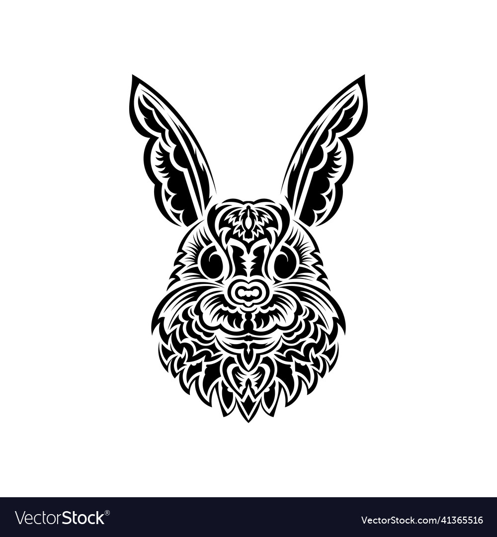 Head of a hare in the style polynesia isolated vector image Head of a hare in the style polynesia isolated