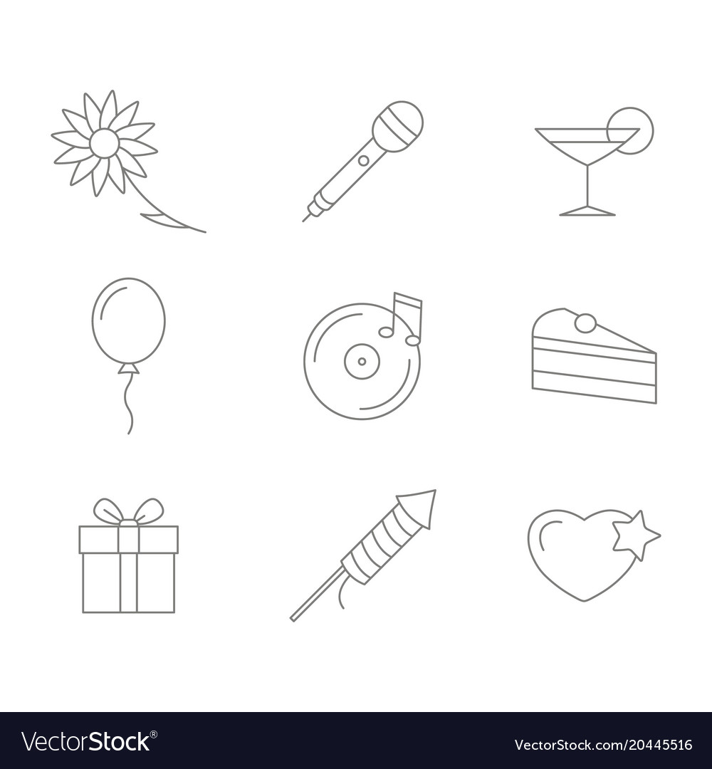 Monochrome set with line party icons