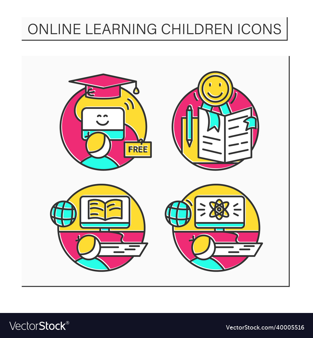 Online education color icons set