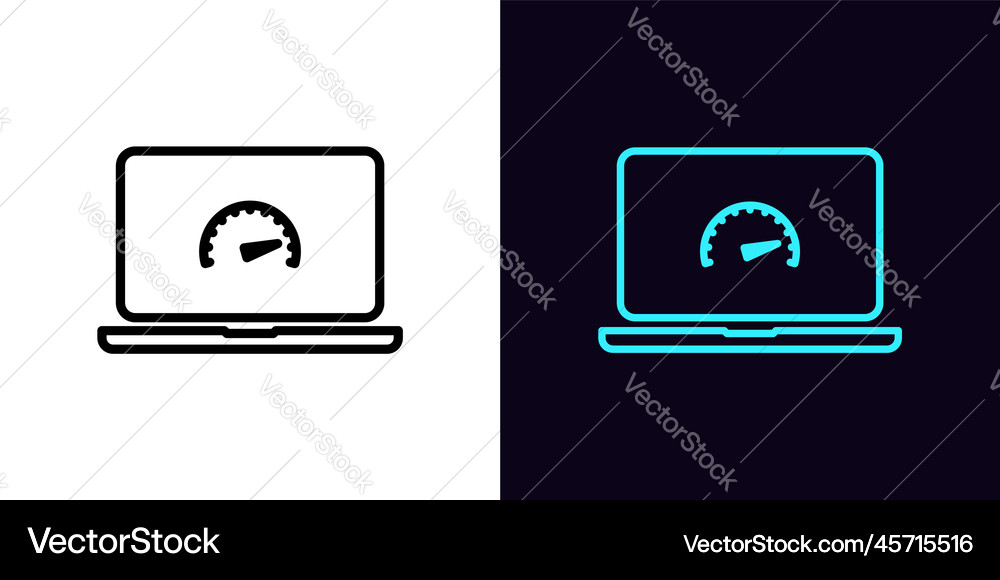 Outline laptop performance icon with editable Vector Image