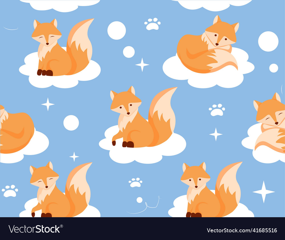 Seamless pattern with foxes vector image Seamless pattern with foxes