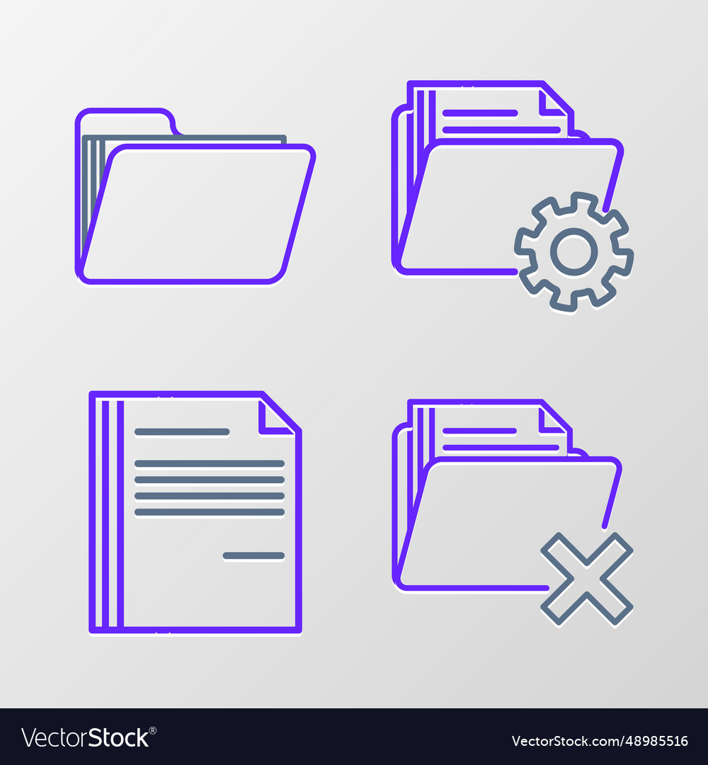 Set line delete folder file document vector image Set line delete folder file document