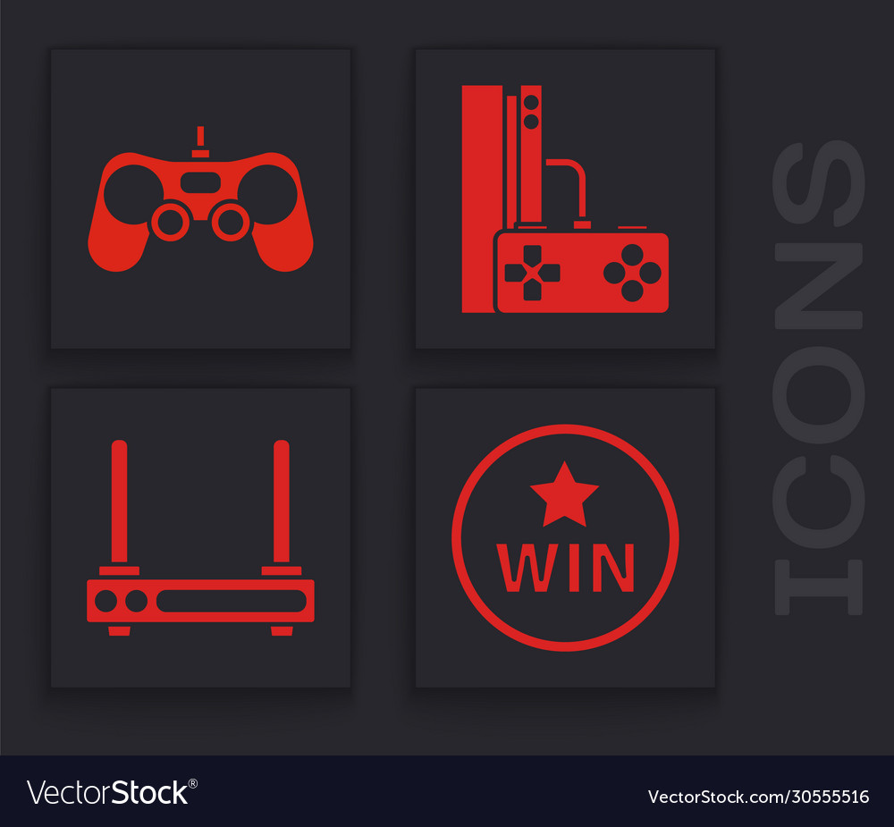 Set medal gamepad game console with joystick vector image Set medal gamepad game console with joystick