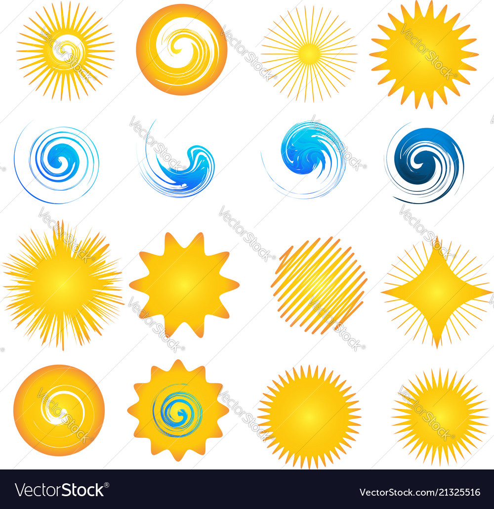 Star sun symbol set Royalty Free Vector Image - VectorStock