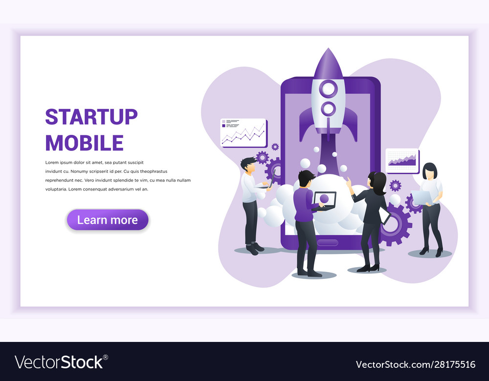 Start up project concept for mobile development vector image Start up project concept for mobile development