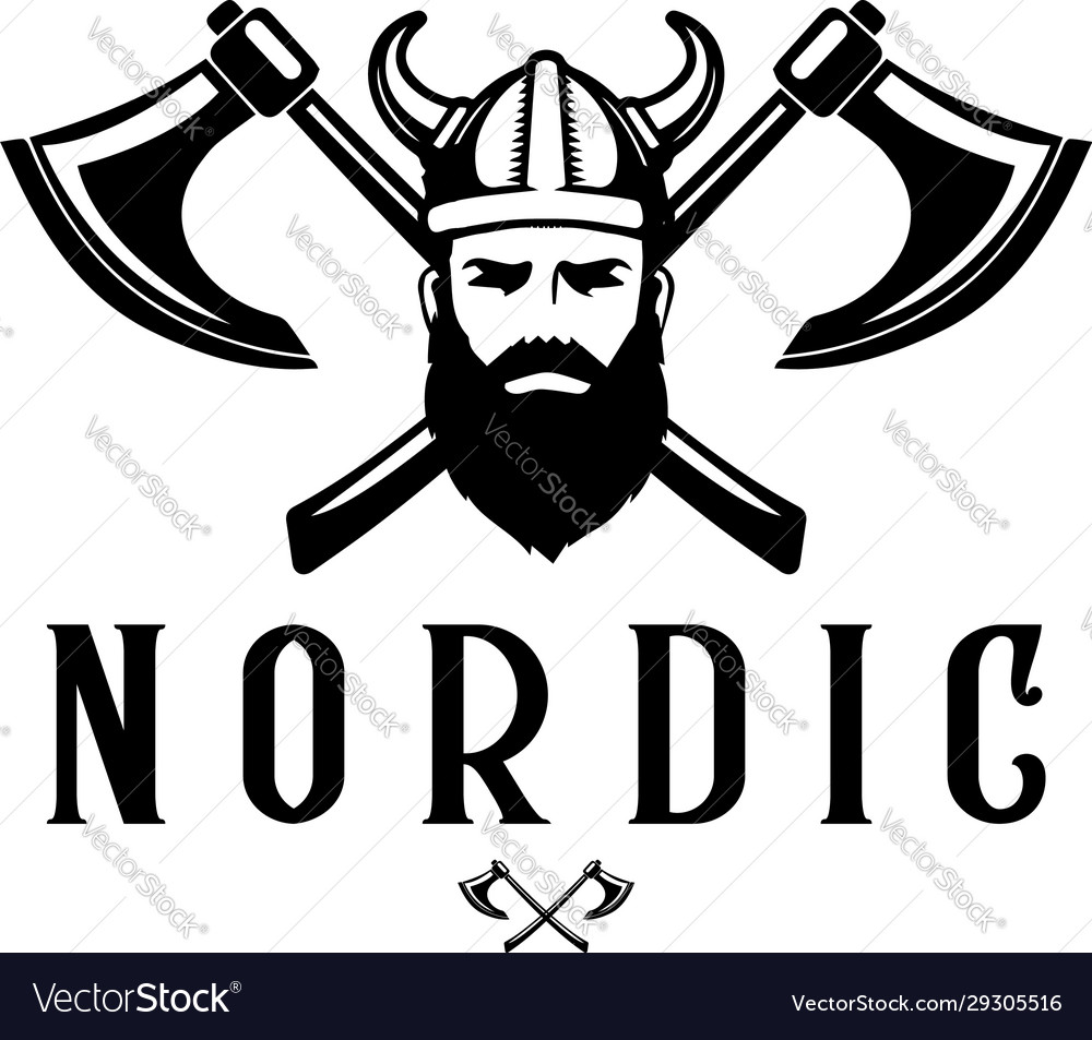 Viking head logo elements logo design Royalty Free Vector