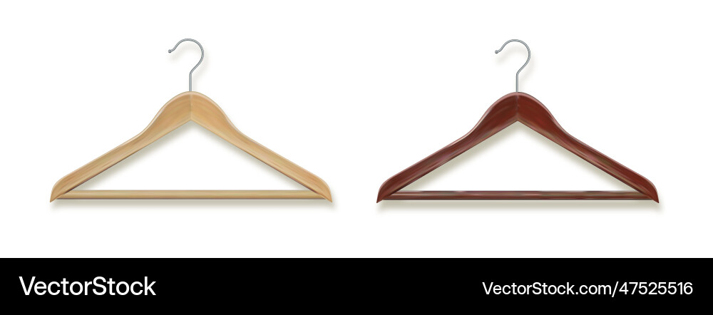 Wooden Coat Hanger Clothes Realistic Royalty Free Vector
