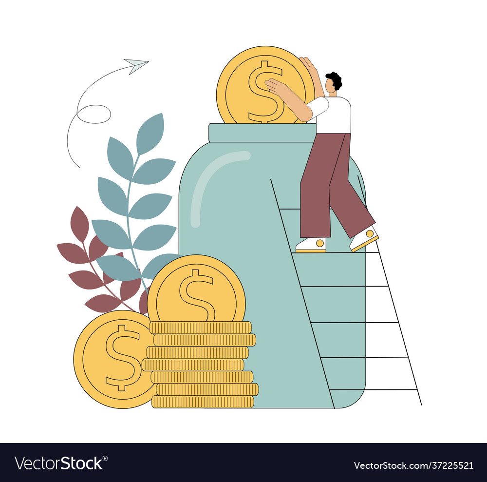 Glass jar with money and text please donate Vector Image