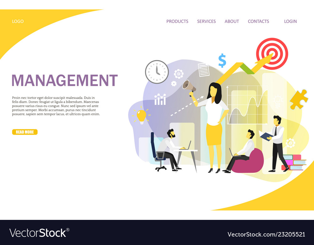 Business management landing page website Vector Image