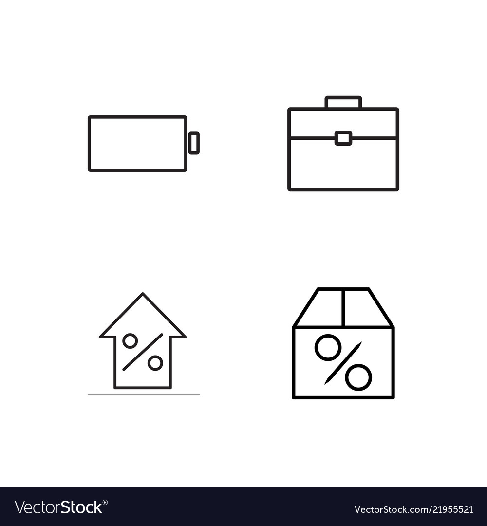 Business simple outlined icons set