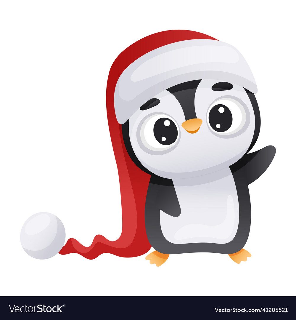 Cute penguin in santa hat adorable funny baby