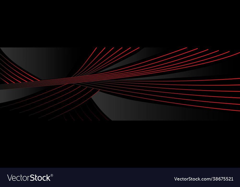 Dark black abstract background with red lines Vector Image