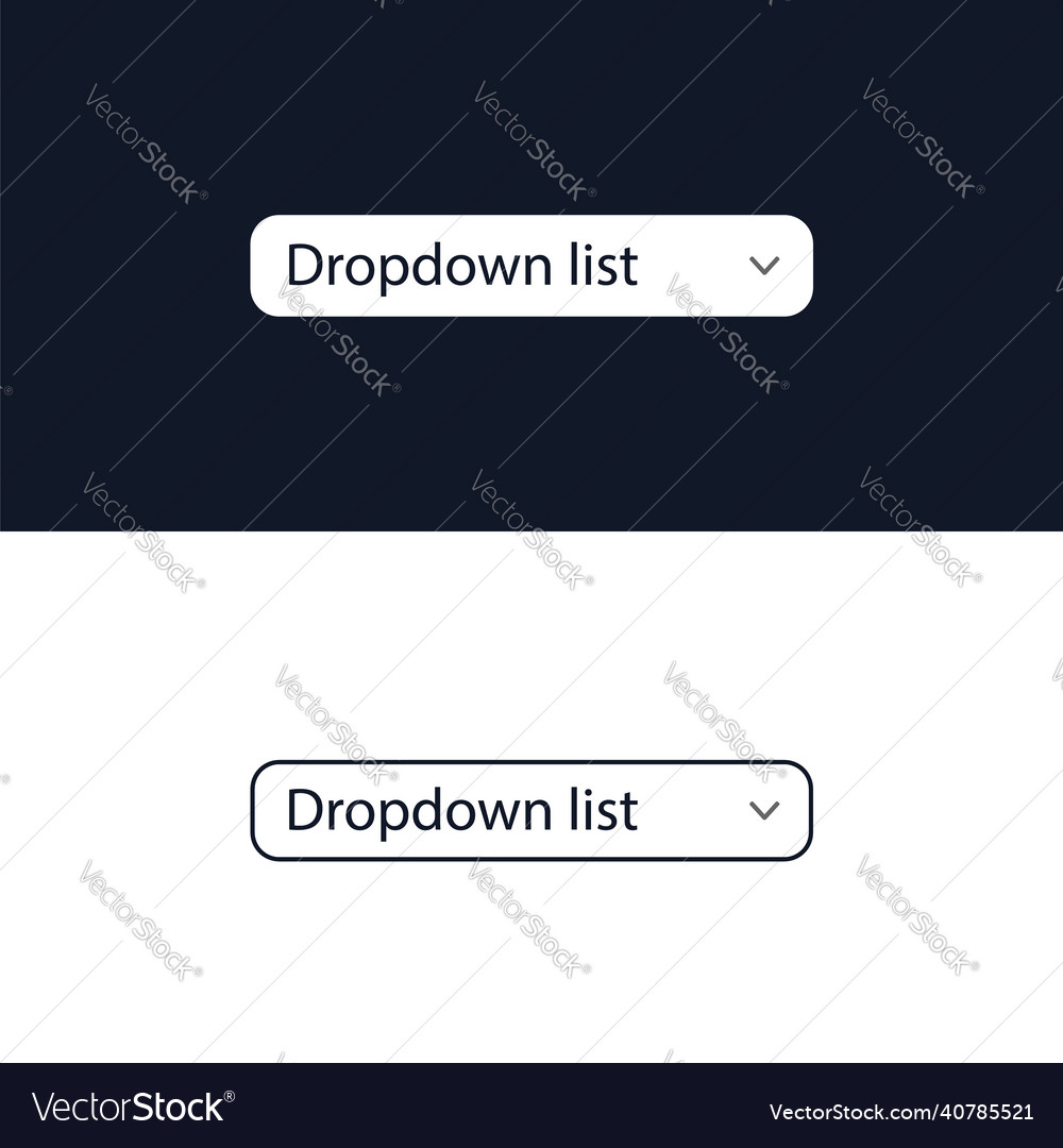 Drop-down list with menu items for the website vector image Drop-down list with menu items for the website