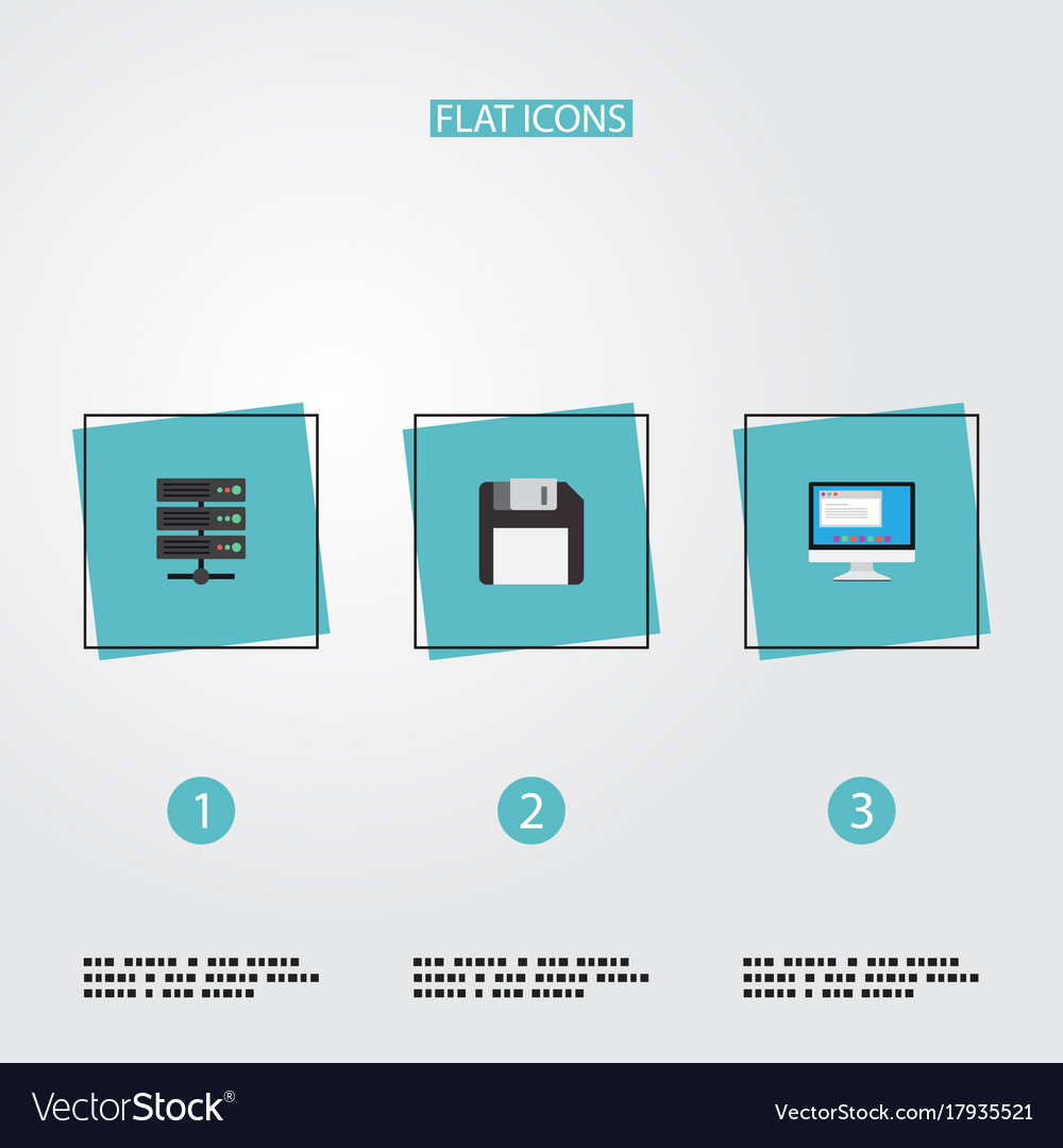 Flat icons diskette datacenter display and other