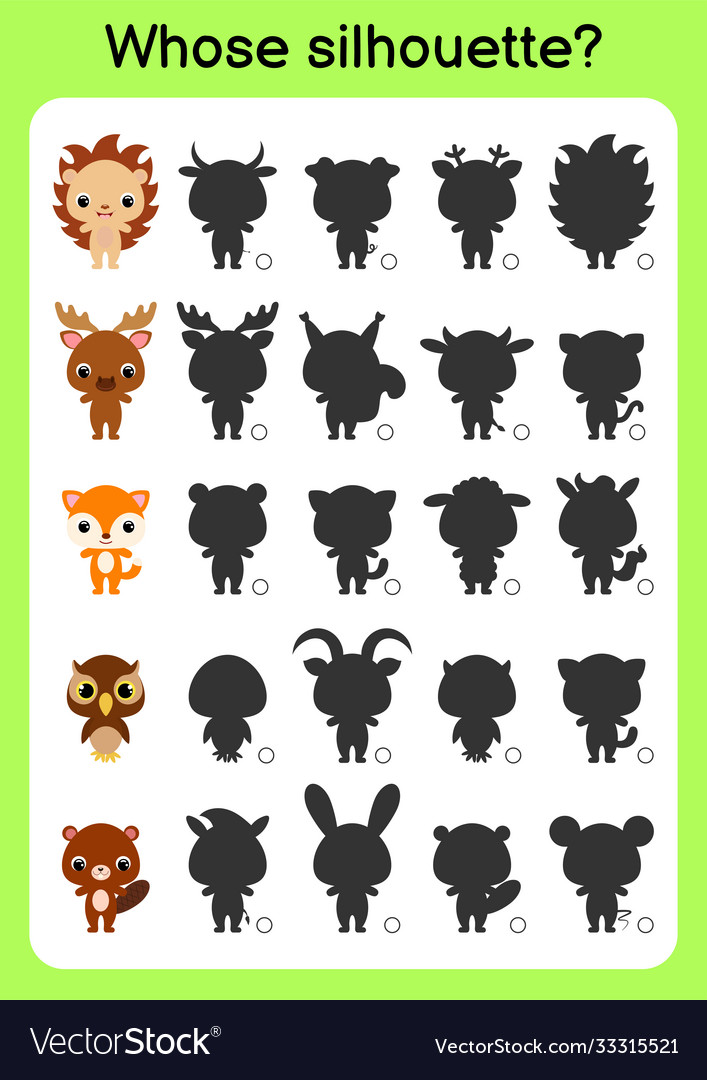 Game template find correct shadow matching vector image Game template find correct shadow matching