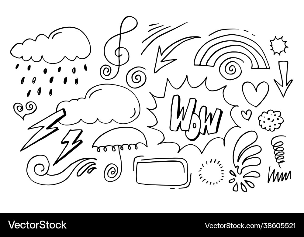Hand drawn set elements black on white Royalty Free Vector