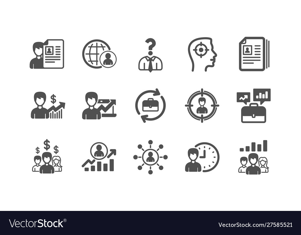 Human resources icons head hunting job center vector image Human resources icons head hunting job center