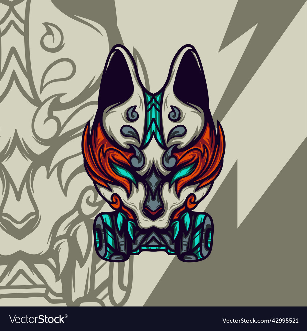 Mask kitsune mascot